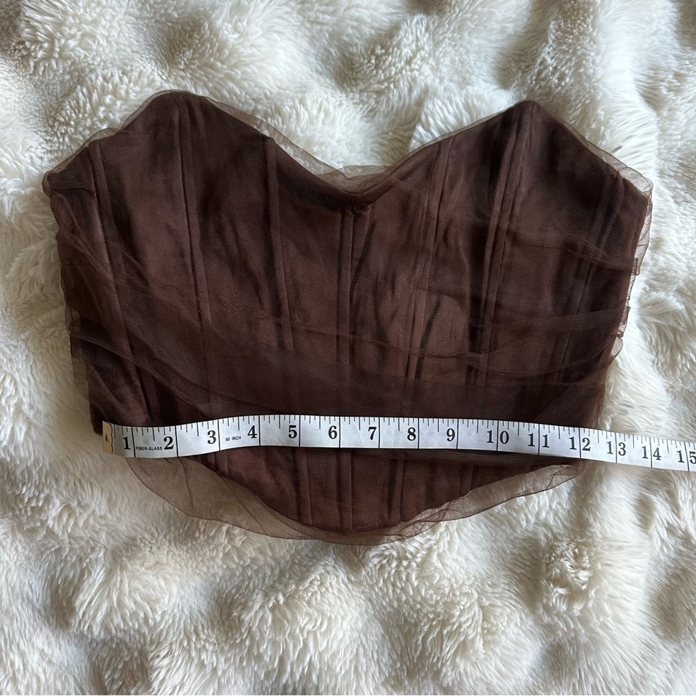 Zara Tulle corset crop top in Brown Medium - Picture 12 of 13